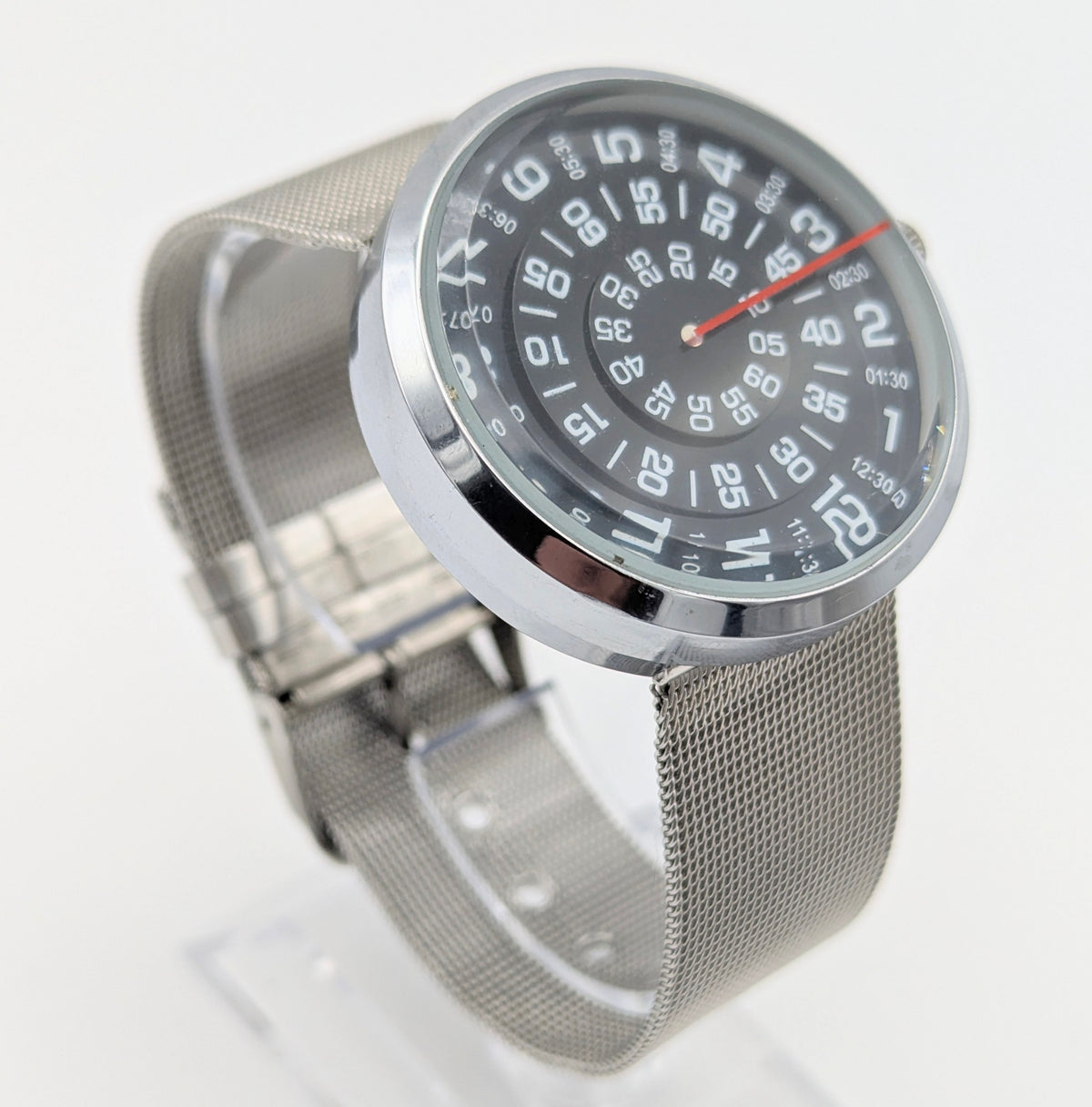 Raidu Spinning Disc Novelty Watch — Quartz, Mesh Strap, Sold Naked - Bezel & Hide