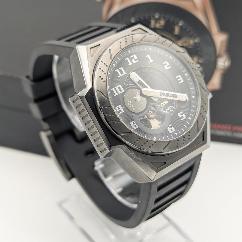 Ancon Grand Prix GP104-0045 Automatic Men's Watch — Gunmetal Black, 47mm, 200m - Bezel & Hide