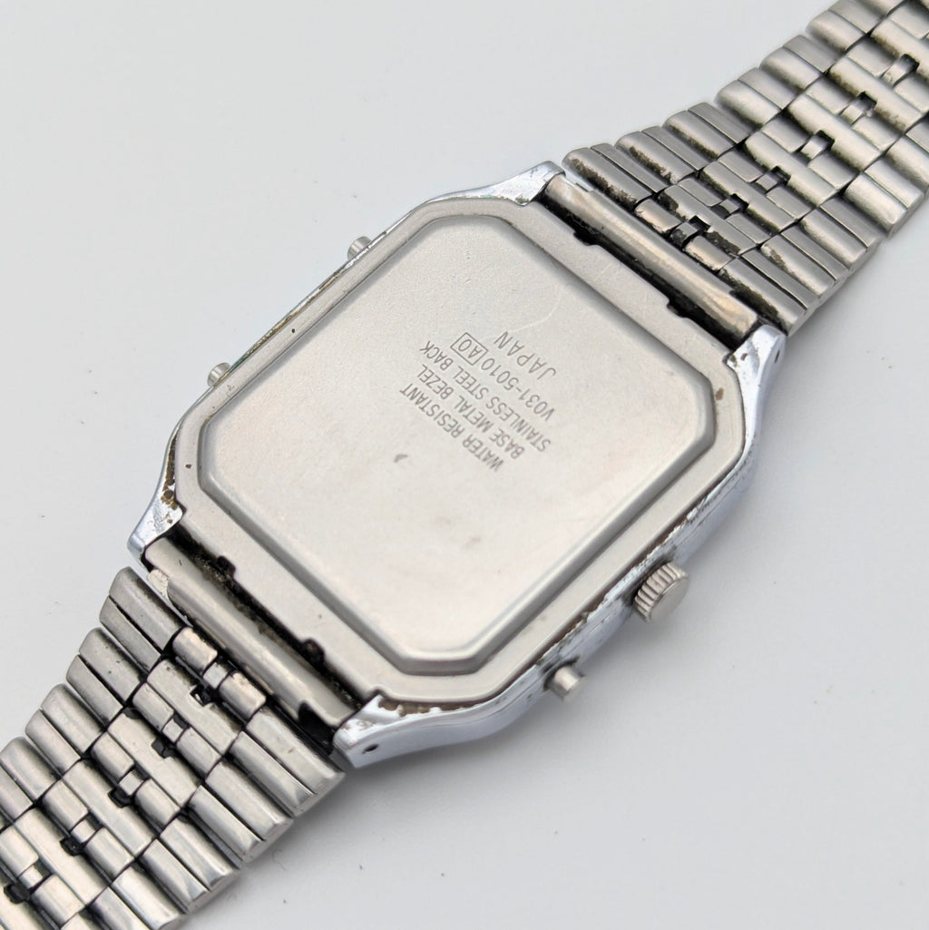 Lorus V031-5010 Ana-Digi Vintage Watch — Black Dial, Steel Bracelet, Sold Naked - Bezel & Hide