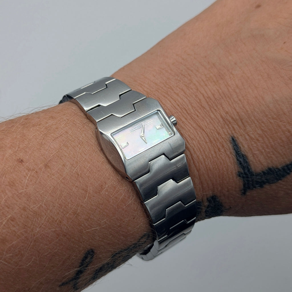 Breil Ladies Quartz Watch — Mother of Pearl Dial, Puzzle-Link Bracelet, Sold Naked - Bezel & Hide