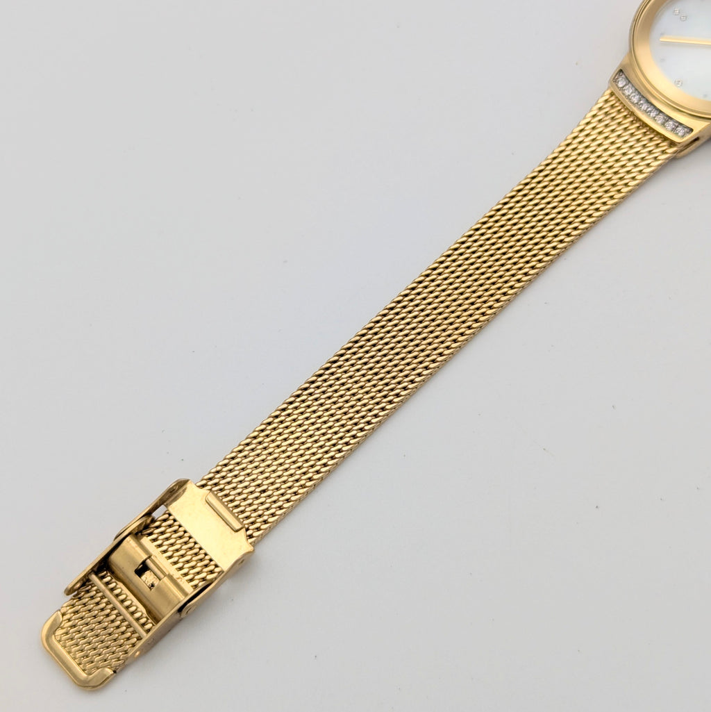 Accurist Ladies Gold-Tone Mesh Watch — Mother-of-Pearl Dial, Crystal-Set Lugs, Sold Naked - Bezel & Hide
