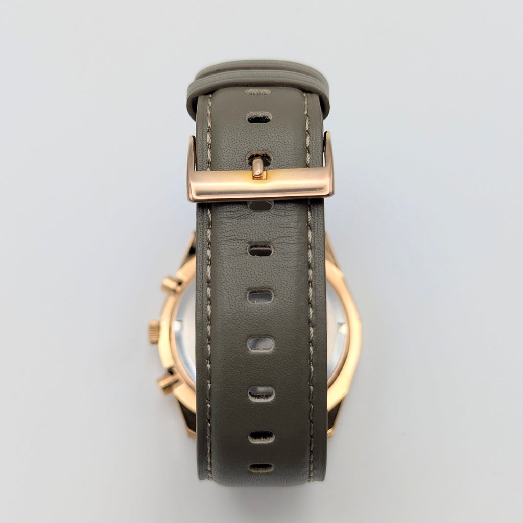 Lorus VD57-X024 Chronograph Men's Watch — Rose Gold-Tone, Black Dial - Bezel & Hide
