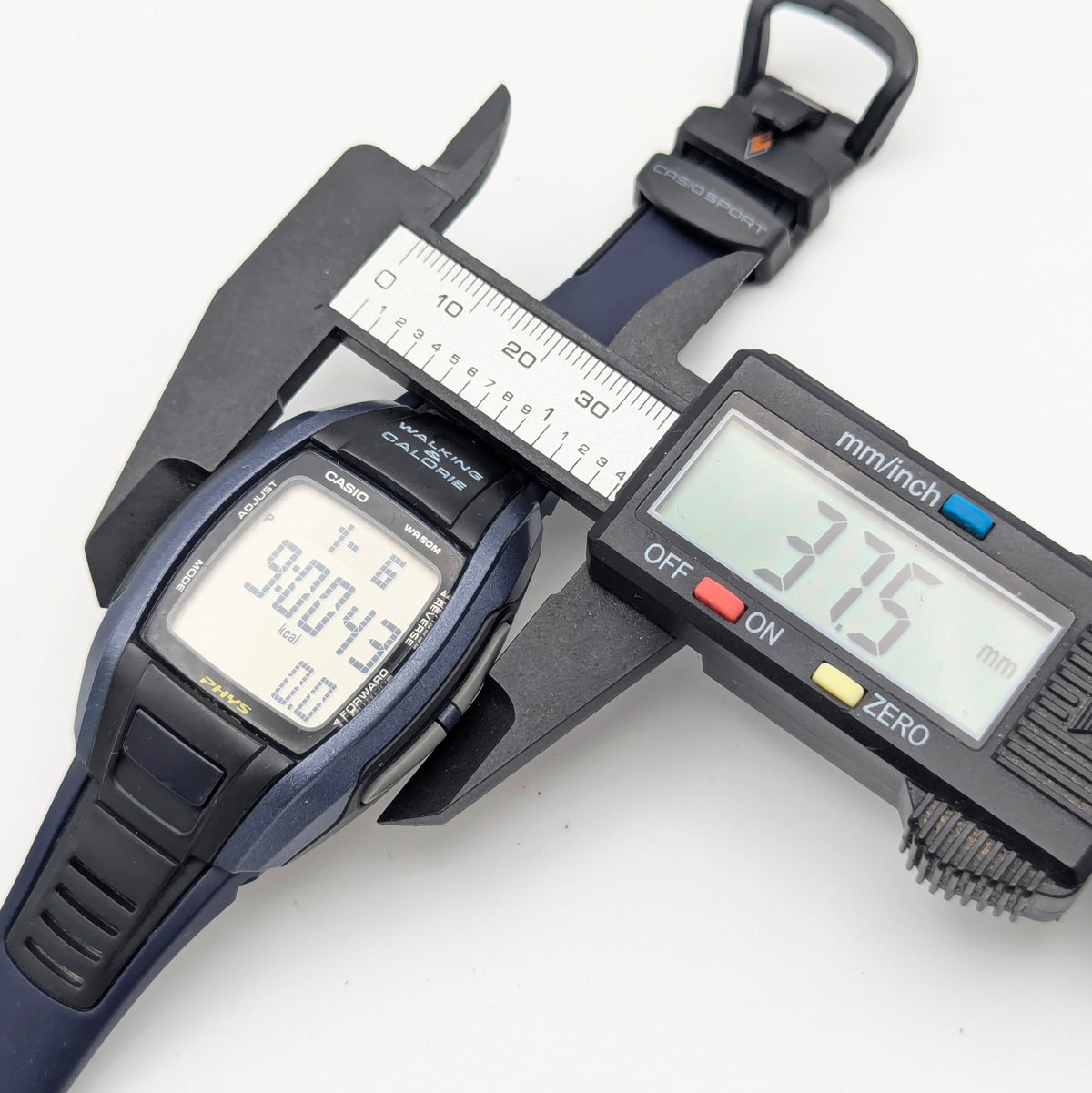 Casio Phys STP-100 Pedometer Watch — Navy/Black, Walking Calorie Counter, Sold Naked - Bezel & Hide