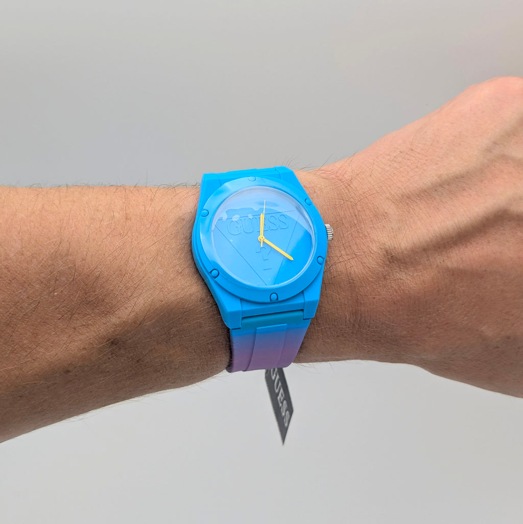Guess Originals Retro Pop W0979L28 Unisex Watch — Blue & Lime Ombre, Quartz, Tags On - Bezel & Hide