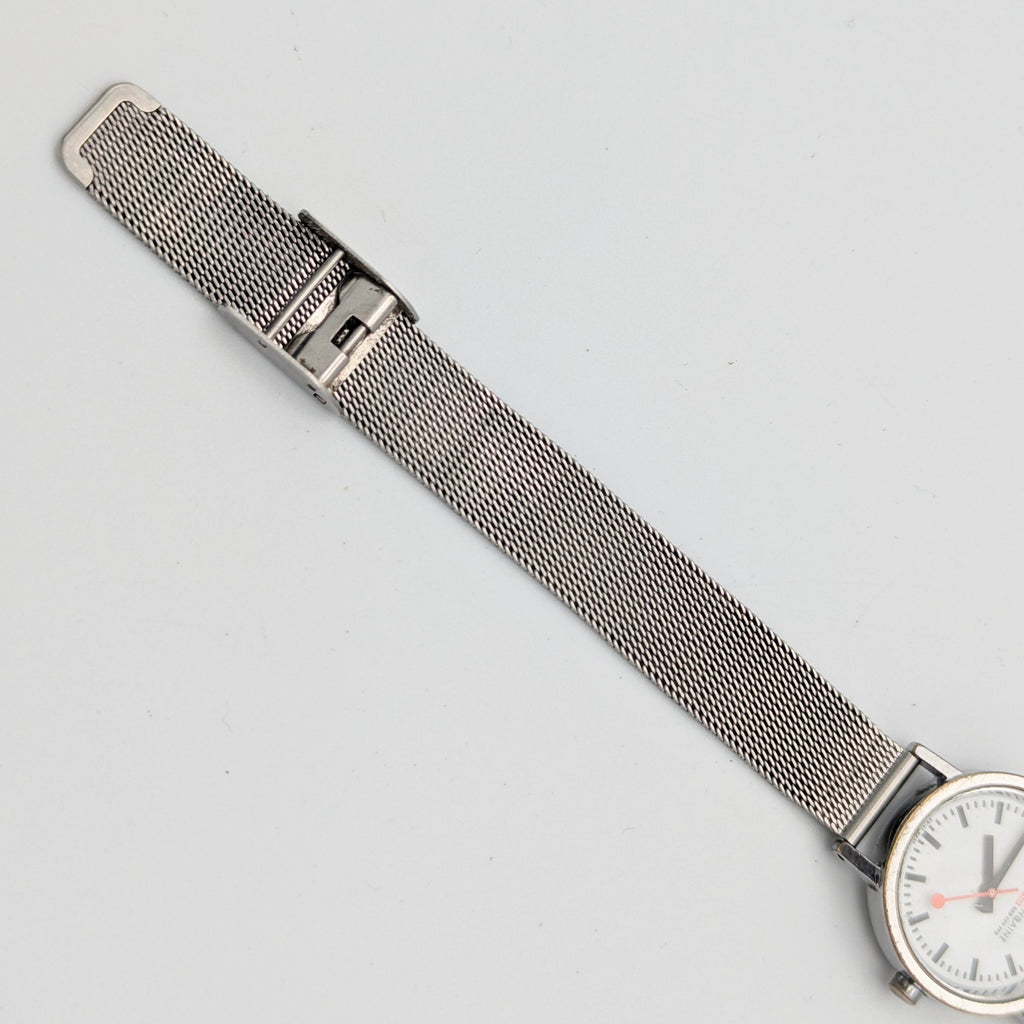 Mondaine SBB Ladies' Swiss Railway Watch — White Dial, Steel Mesh Bracelet, Sold Naked - Bezel & Hide