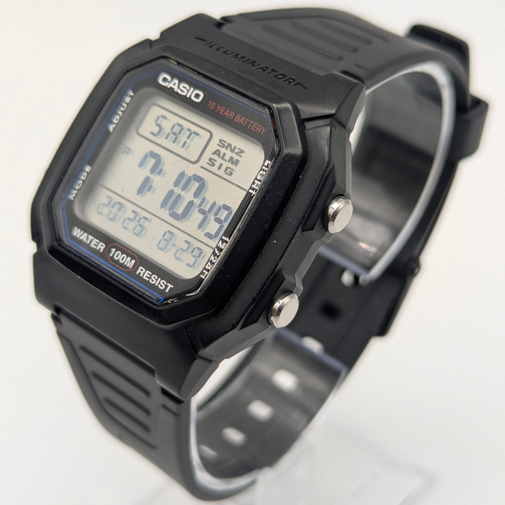 Casio W-800H Digital Watch — 100M Water Resistant, Sold Naked - Bezel & Hide