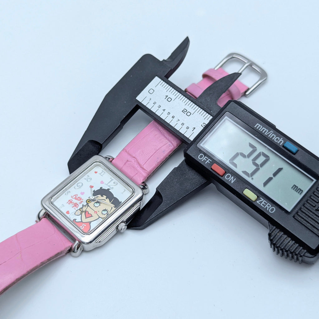 Betty Boop Quartz Watch — Pink Strap, Rectangle Case, Sold Naked - Bezel & Hide