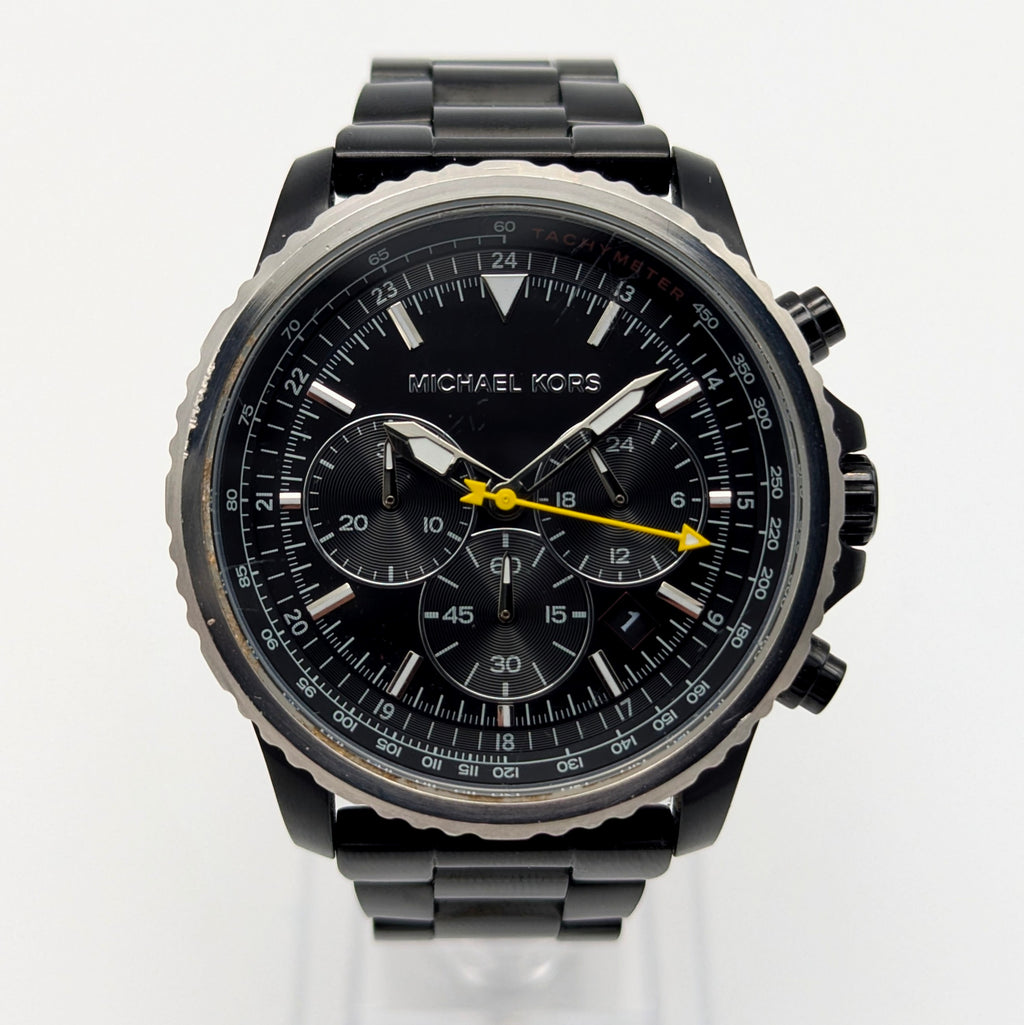 Michael Kors Lexington MK-8643 Chronograph — 45mm Black Ion-Plated, Japanese Quartz, Sold Naked - Bezel & Hide