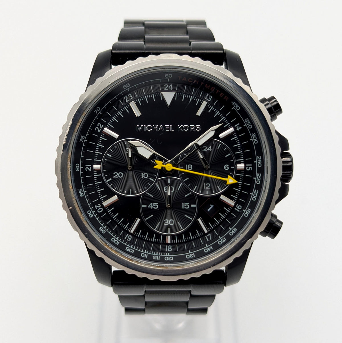 Michael Kors Lexington MK-8643 Chronograph — 45mm Black Ion-Plated, Japanese Quartz, Sold Naked - Bezel & Hide