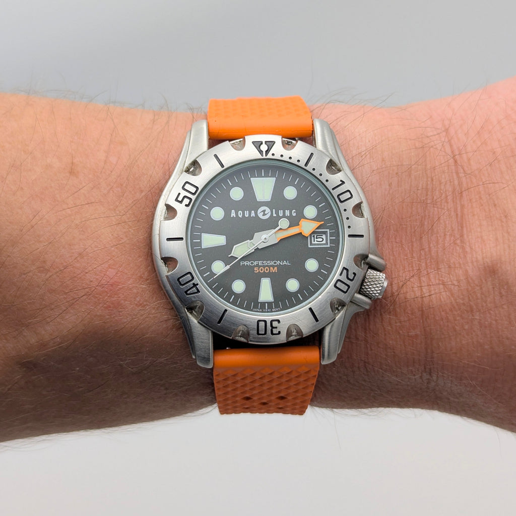Aqua Lung Professional 500M Quartz Watch | Orange Dassari FKM Strap