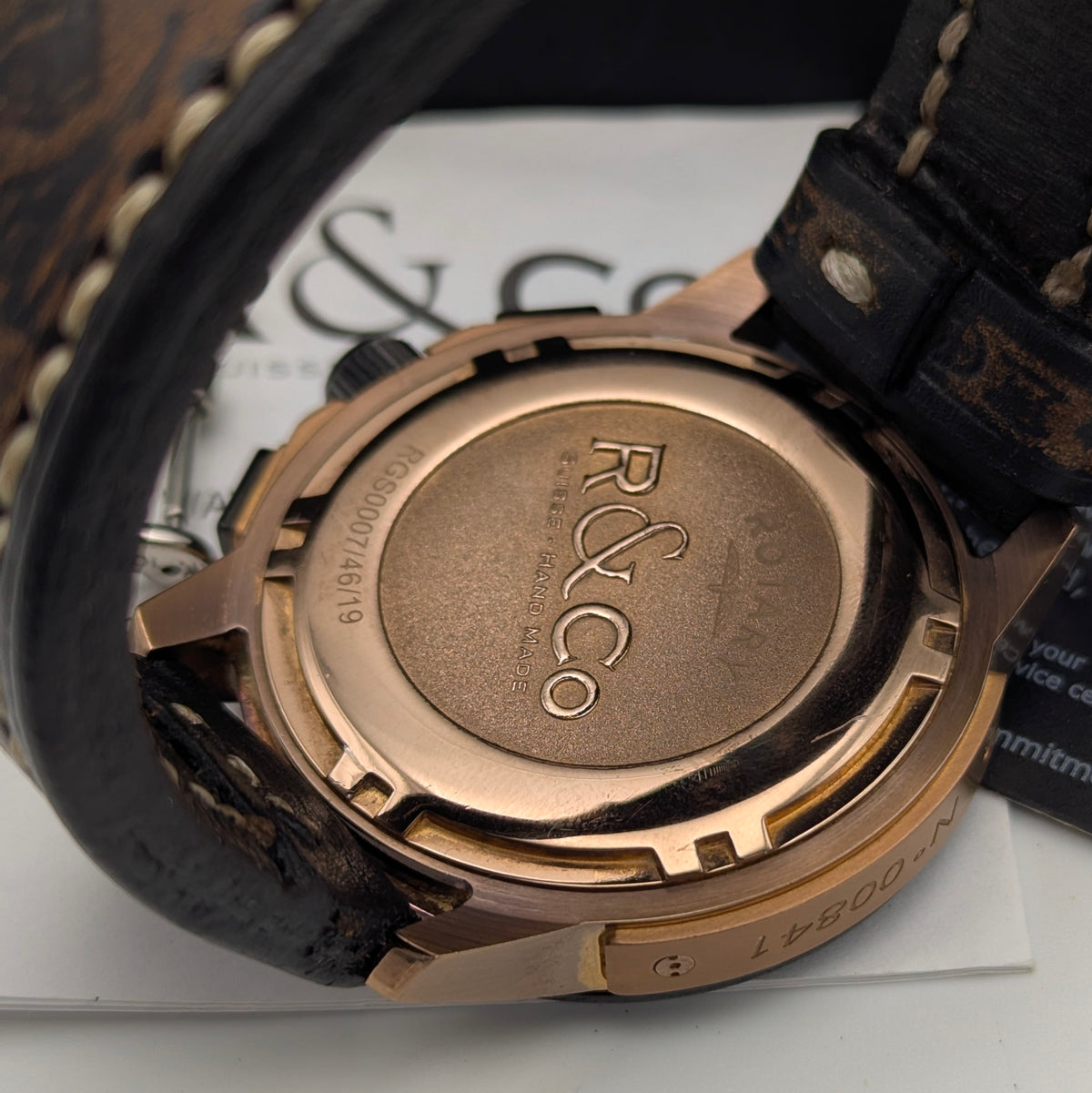 Rotary R&Co Suisse Chronograph — Bold Two-Tone Sports Chrono with Vintage Strap - Bezel & Hide