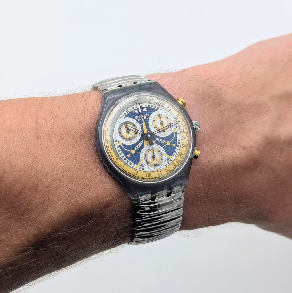 Swatch Grand Prix SCJ101 Chronograph — 1992 Swiss Quartz Motorsport Icon, Sold Naked - Bezel & Hide