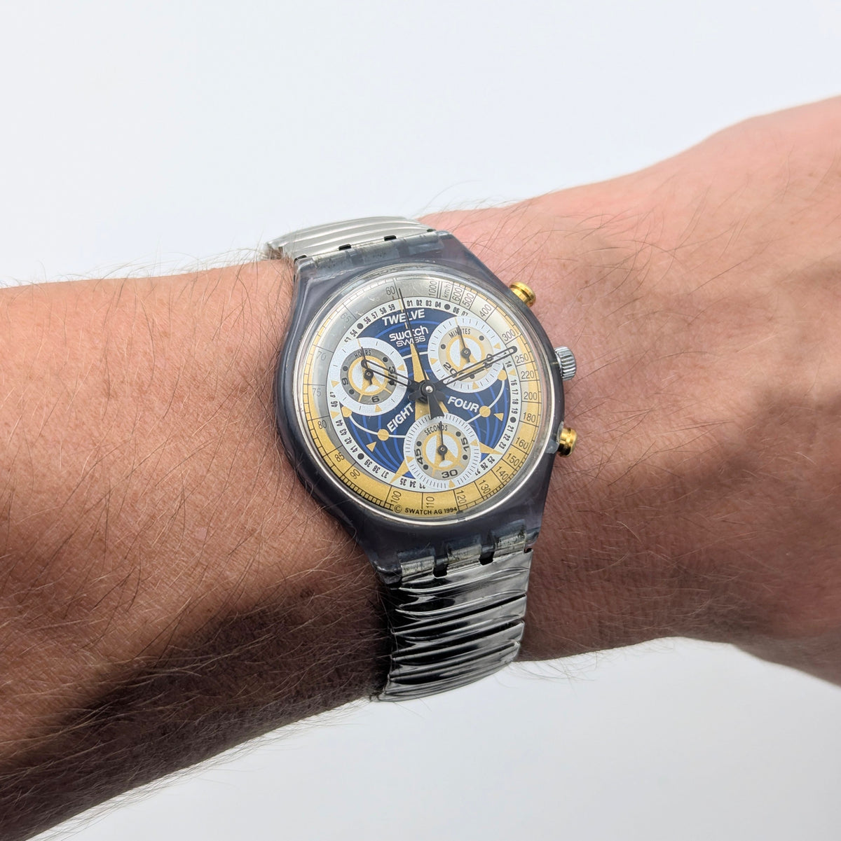 Swatch Grand Prix SCJ101 Chronograph — 1992 Swiss Quartz Motorsport Icon, Sold Naked - Bezel & Hide