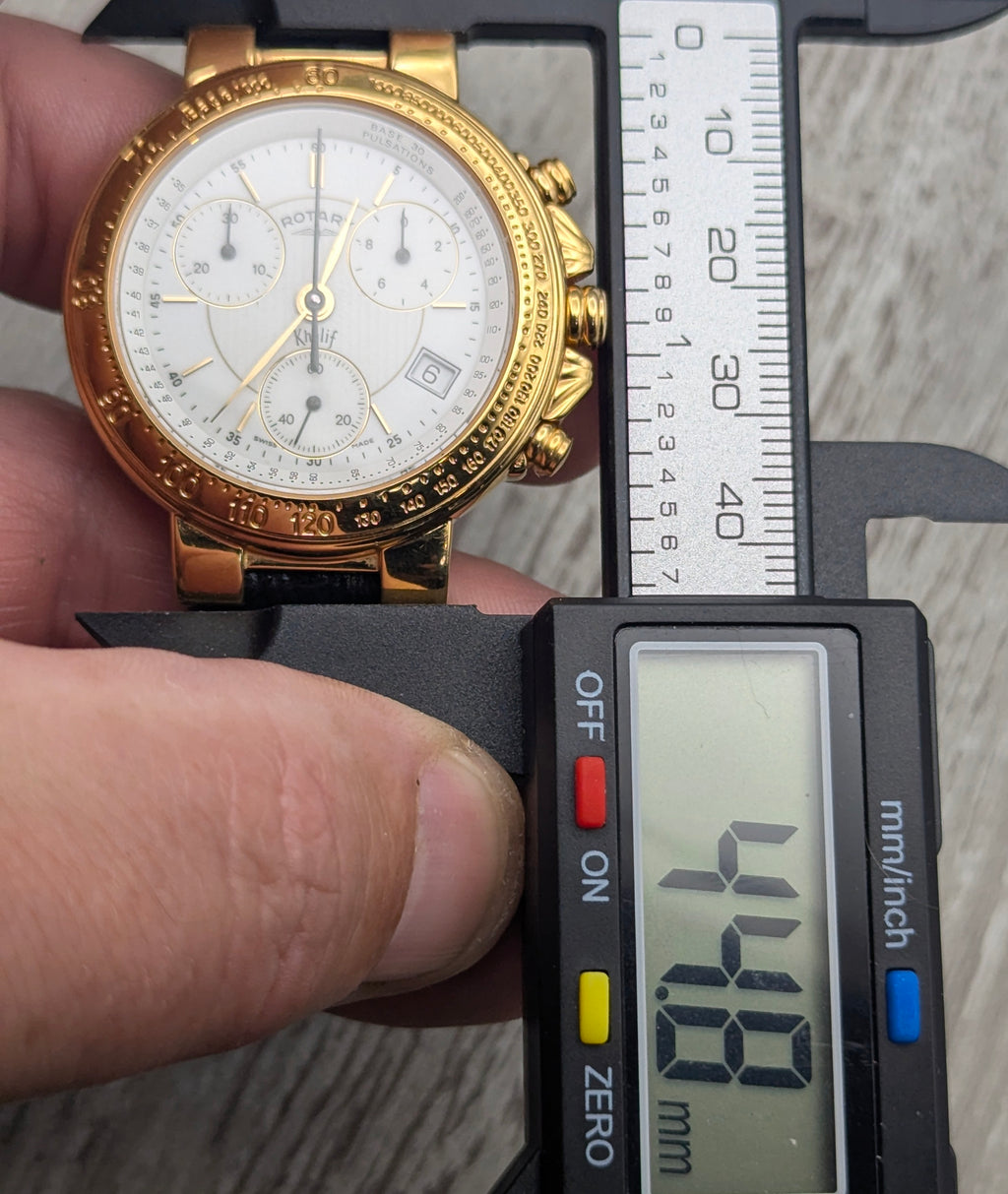Rotary Kalif Chronograph – Gold Plated. Pre-Owned - Bezel & Hide