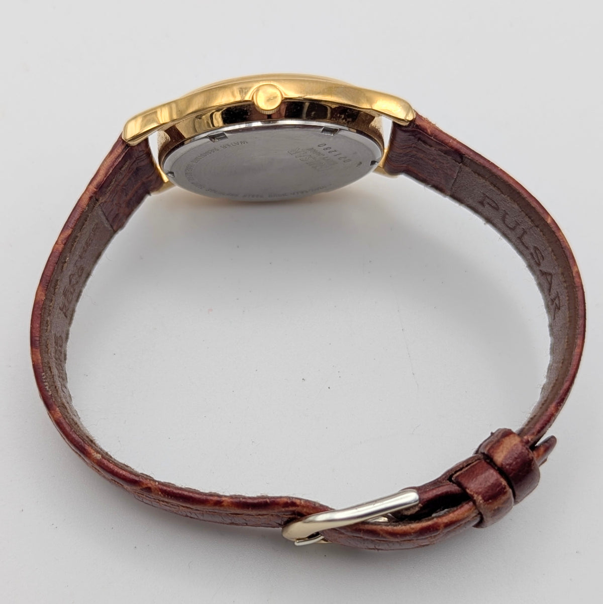 Pulsar Day-Date Dress Watch — Gold-Tone, White Dial, Sold Naked - Bezel & Hide
