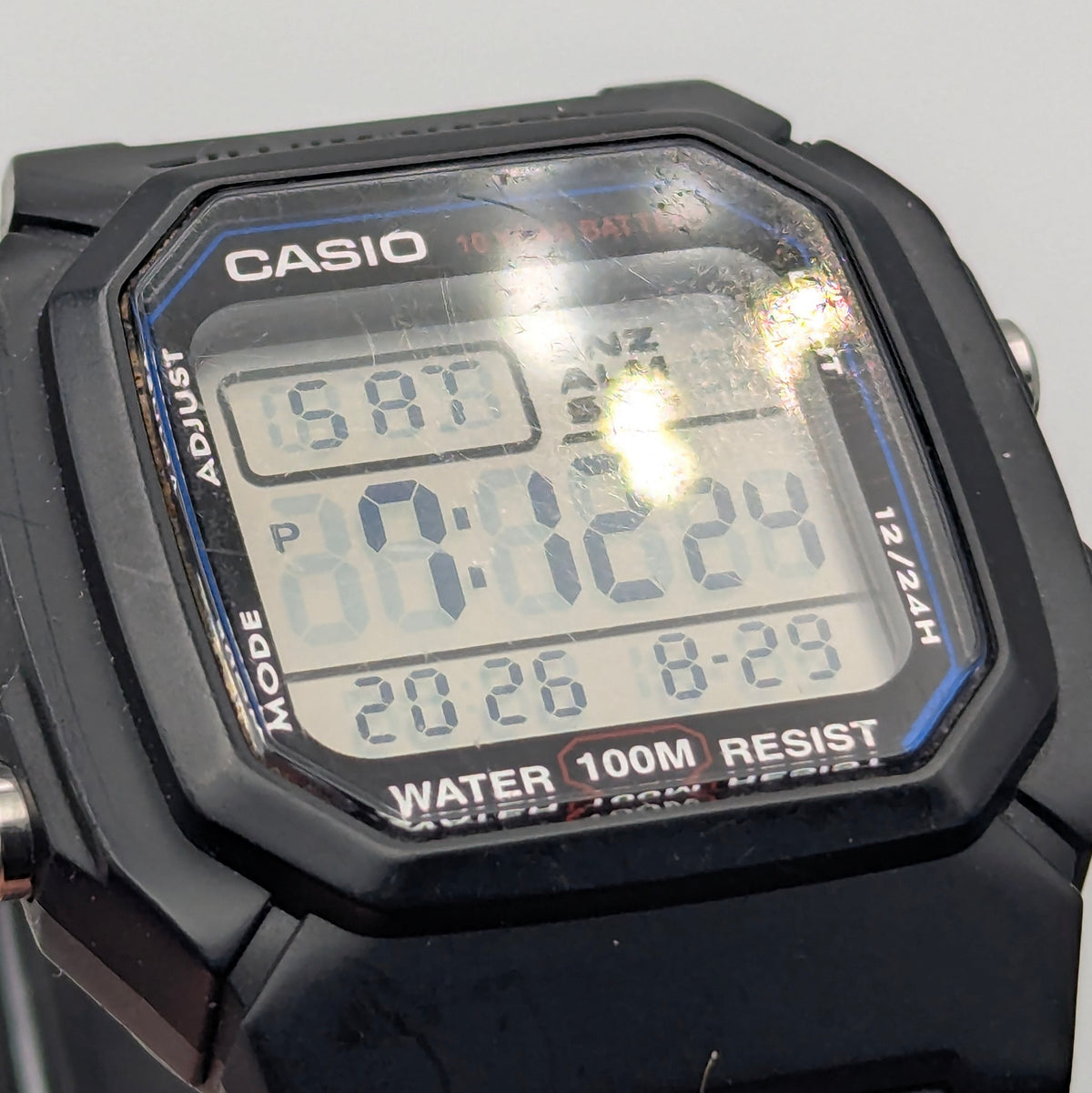 Casio W-800H Digital Watch — 100M Water Resistant, Sold Naked - Bezel & Hide