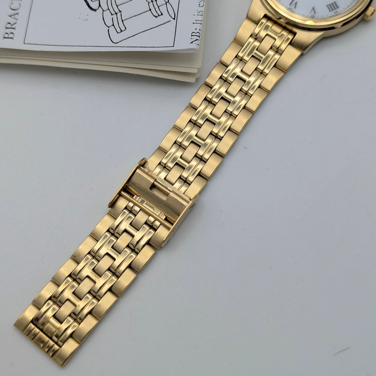 Rotary Gold-Plated Classic Quartz Watch — White Roman Dial, Full Set - Bezel & Hide