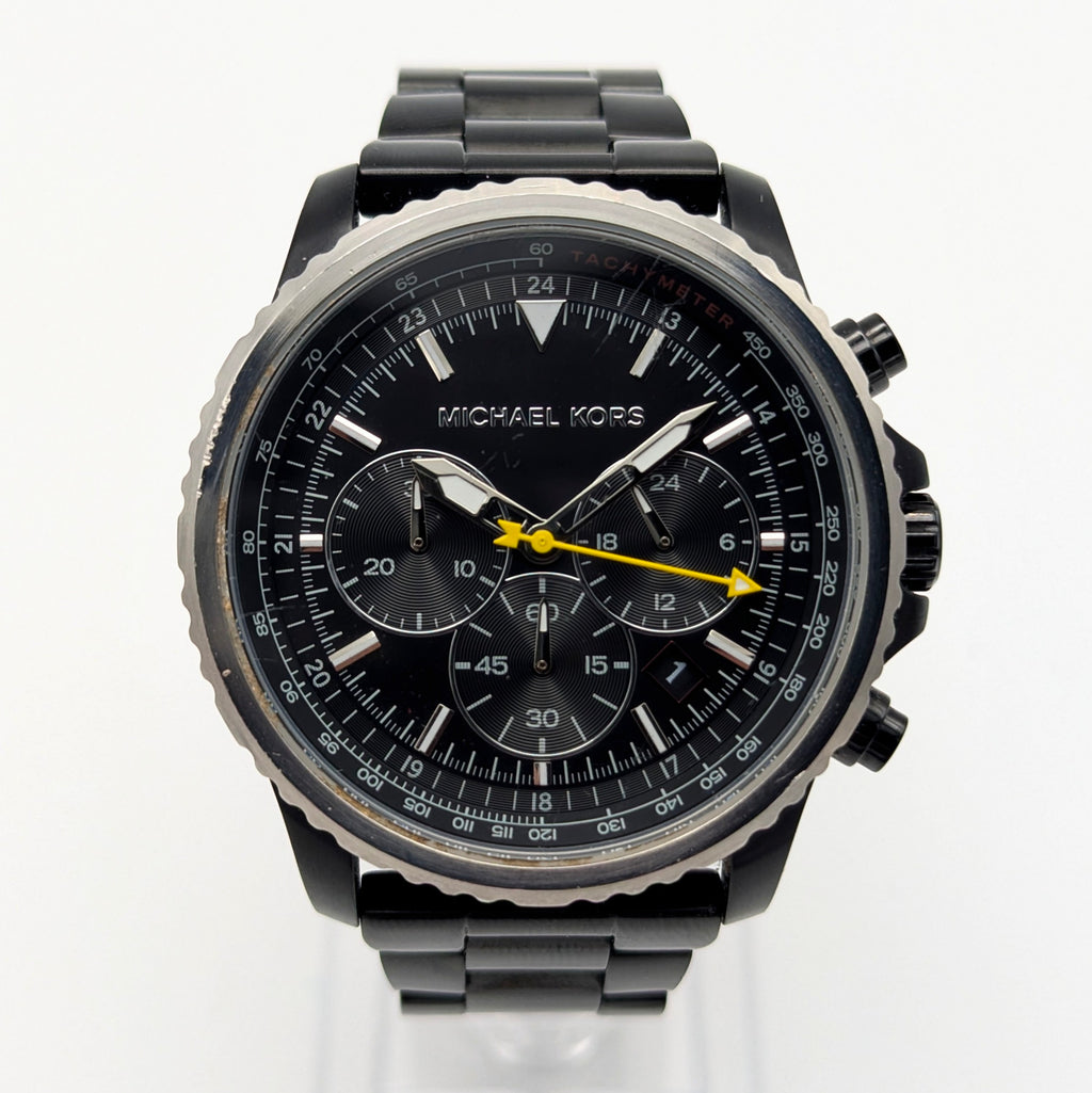 Michael Kors Lexington MK-8643 Chronograph — 45mm Black Ion-Plated, Japanese Quartz, Sold Naked - Bezel & Hide