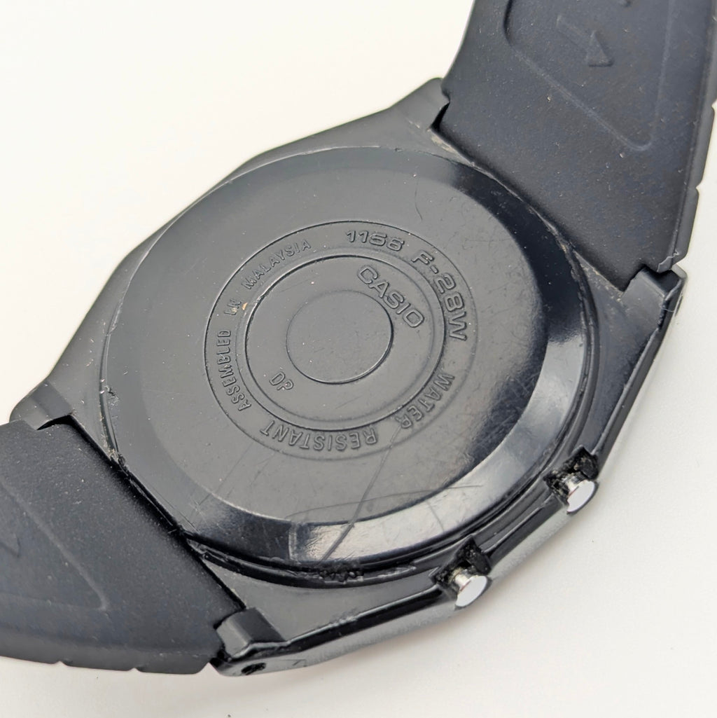 Casio F-28W Digital Quartz Watch | Black Resin & Blue Trim