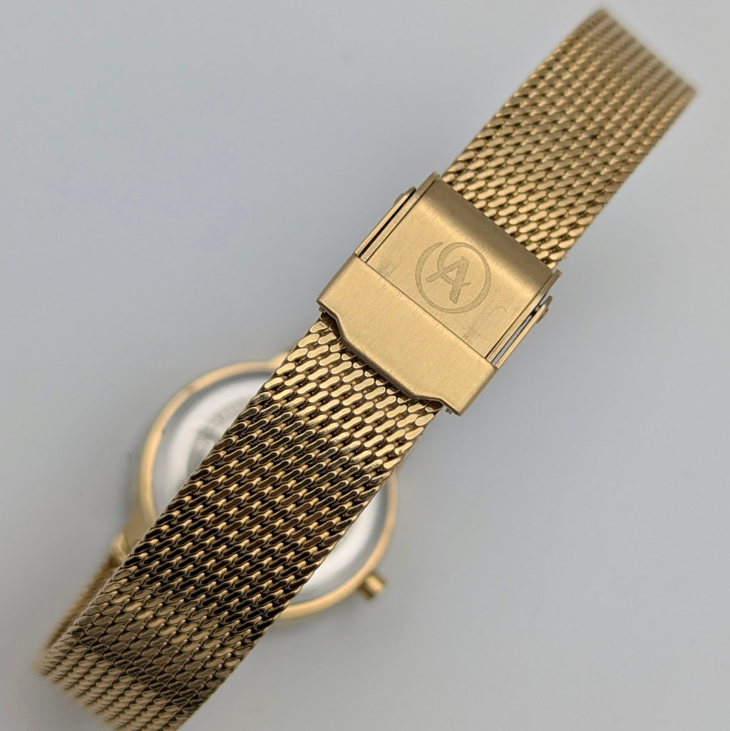 Accurist Ladies Gold-Tone Mesh Watch — Mother-of-Pearl Dial, Crystal-Set Lugs, Sold Naked - Bezel & Hide