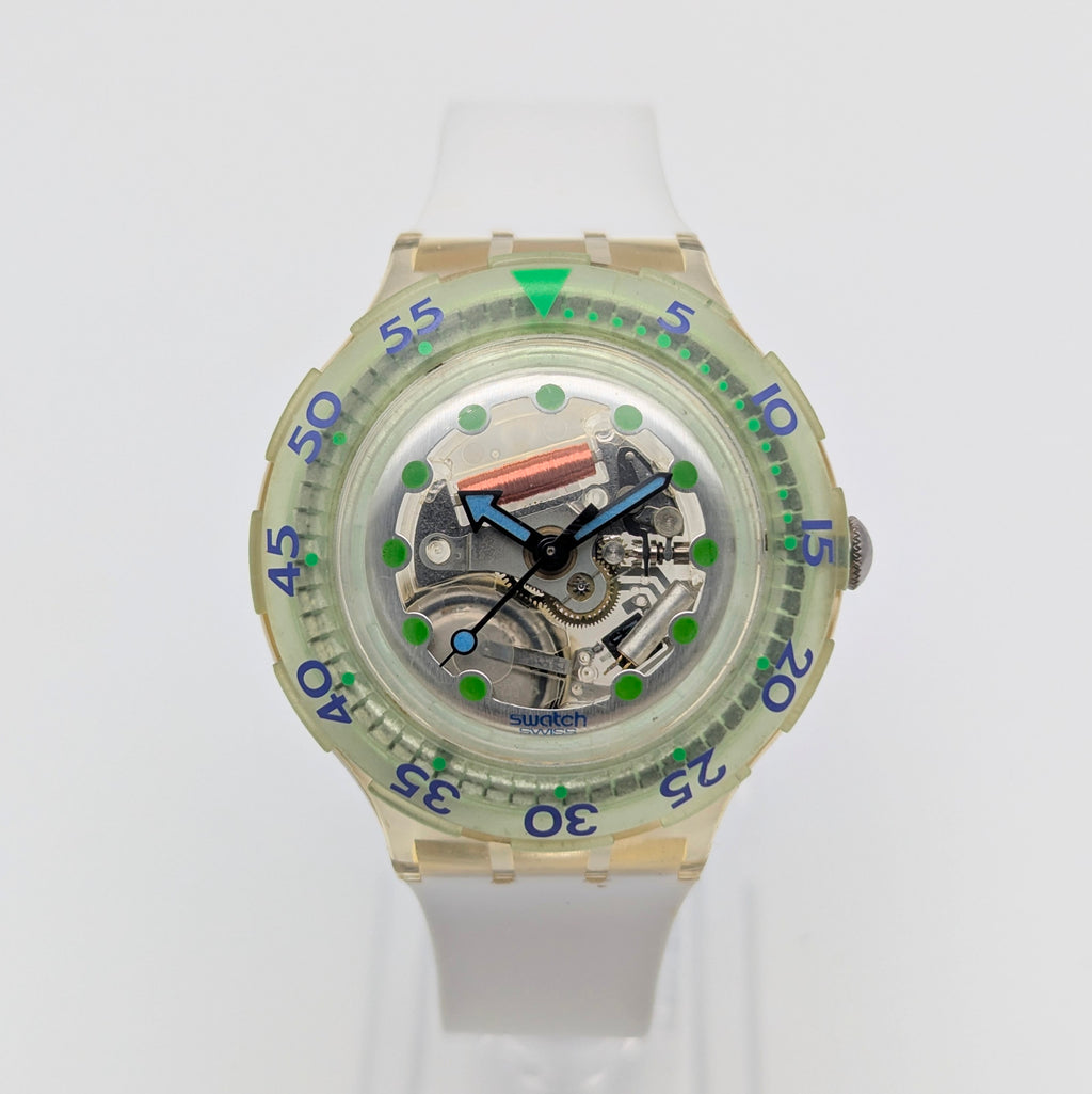 Swatch Scuba 200 SDZ100 — 1994 Seoul Olympic Commemorative, Swiss Quartz Diver, Sold Naked - Bezel & Hide