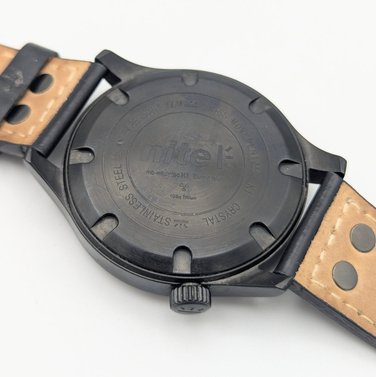 Nite ICON Tritium Field Watch — Black PVD, 100m, Men's - Bezel & Hide