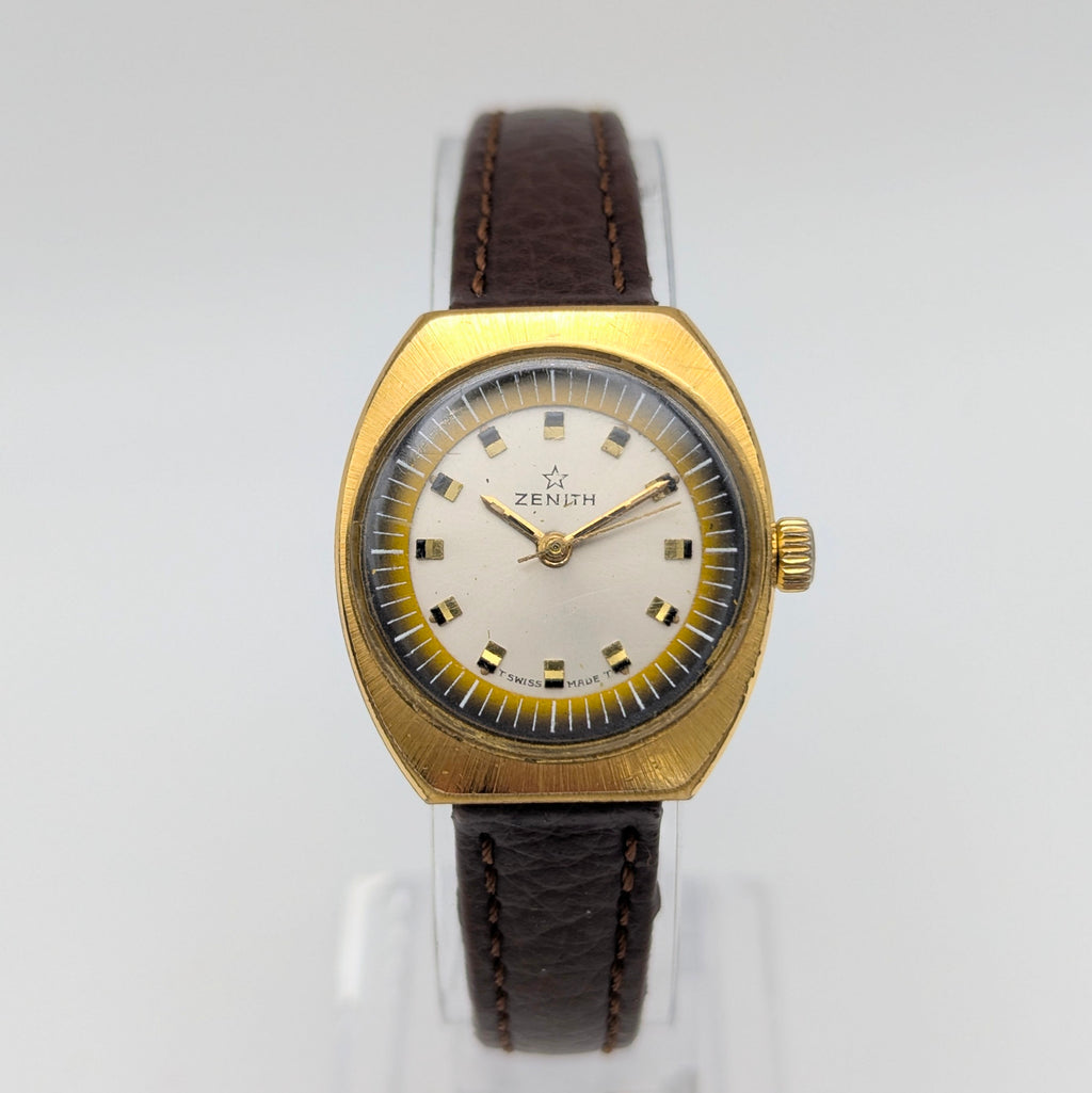Zenith Ladies' Vintage Cushion-Case Dress Watch — c.1970s Swiss Manual Wind, Gold-Plated, Sold Naked - Bezel & Hide