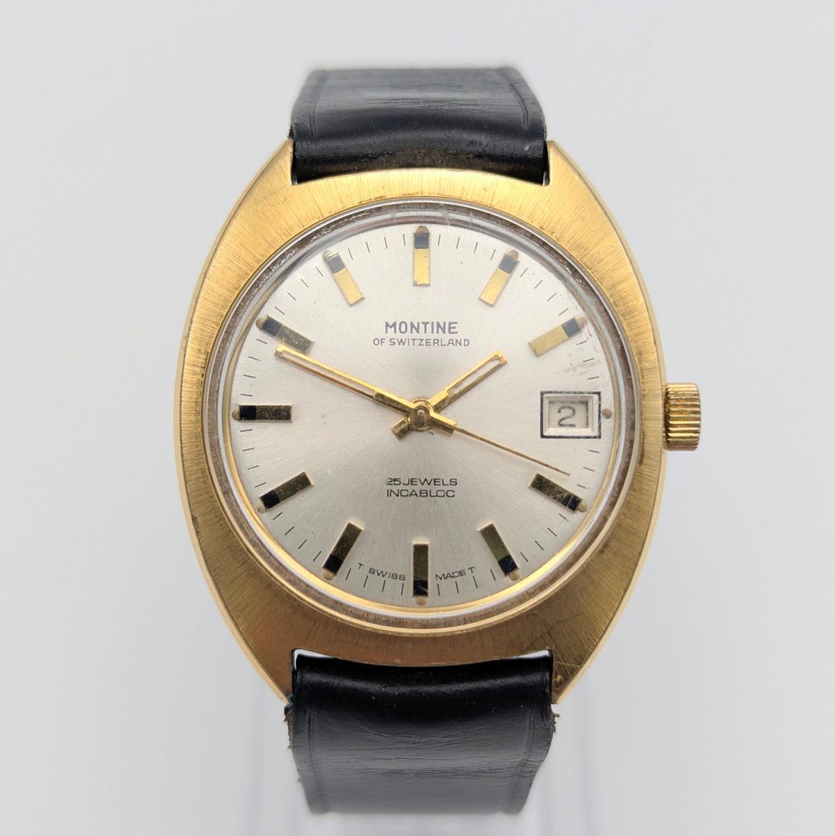 Montine of Switzerland Manual Wind Watch — 1970s Gold-Tone Elegance, Sold Naked - Bezel & Hide