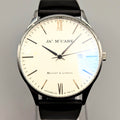 James McCabe London Slim JM-1016 Men's Watch — Silver, White Dial, Hirsch Rubber Strap - Bezel & Hide