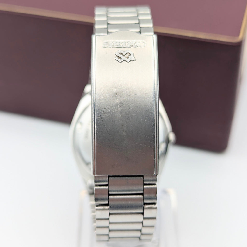 Seiko SQ 5H22 Vintage Quartz Watch 1986 — Silver Dial, Boxed - Bezel & Hide