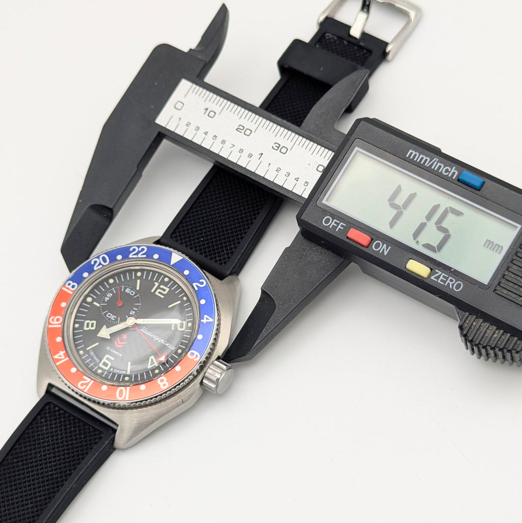 Vostok Komandirskie GMT Automatic — Pepsi Bezel, Black Dial, Men's Watch - Bezel & Hide