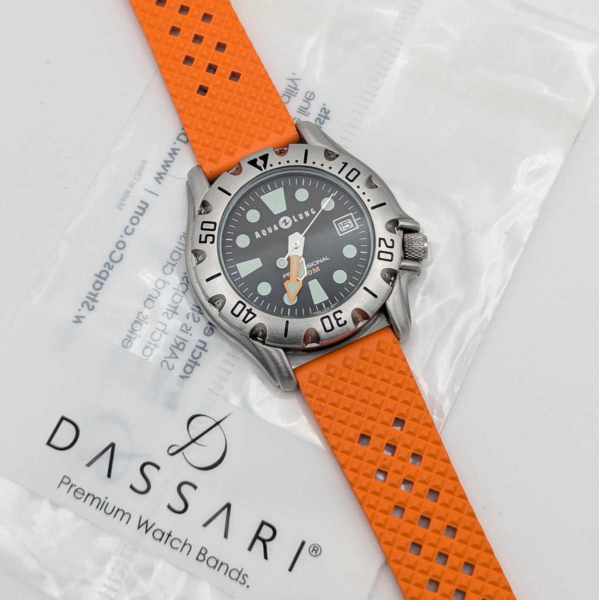 Aqua Lung Professional 500M Quartz Watch | Orange Dassari FKM Strap