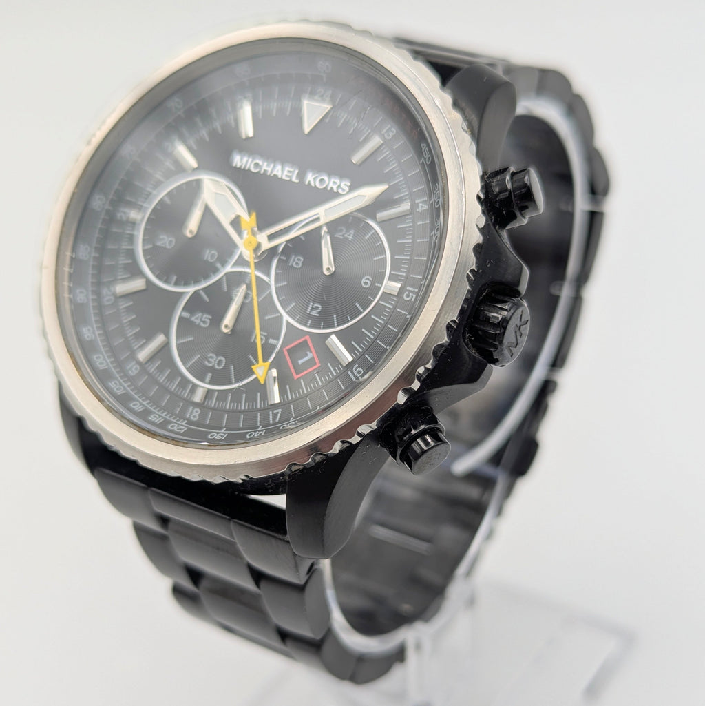 Michael Kors Lexington MK-8643 Chronograph — 45mm Black Ion-Plated, Japanese Quartz, Sold Naked - Bezel & Hide