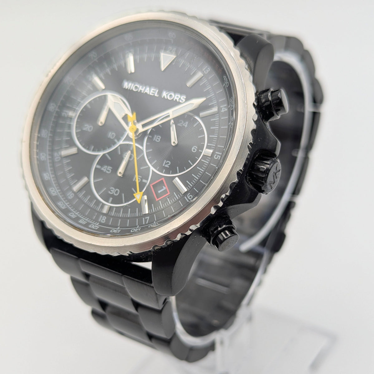 Michael Kors Lexington MK-8643 Chronograph — 45mm Black Ion-Plated, Japanese Quartz, Sold Naked - Bezel & Hide