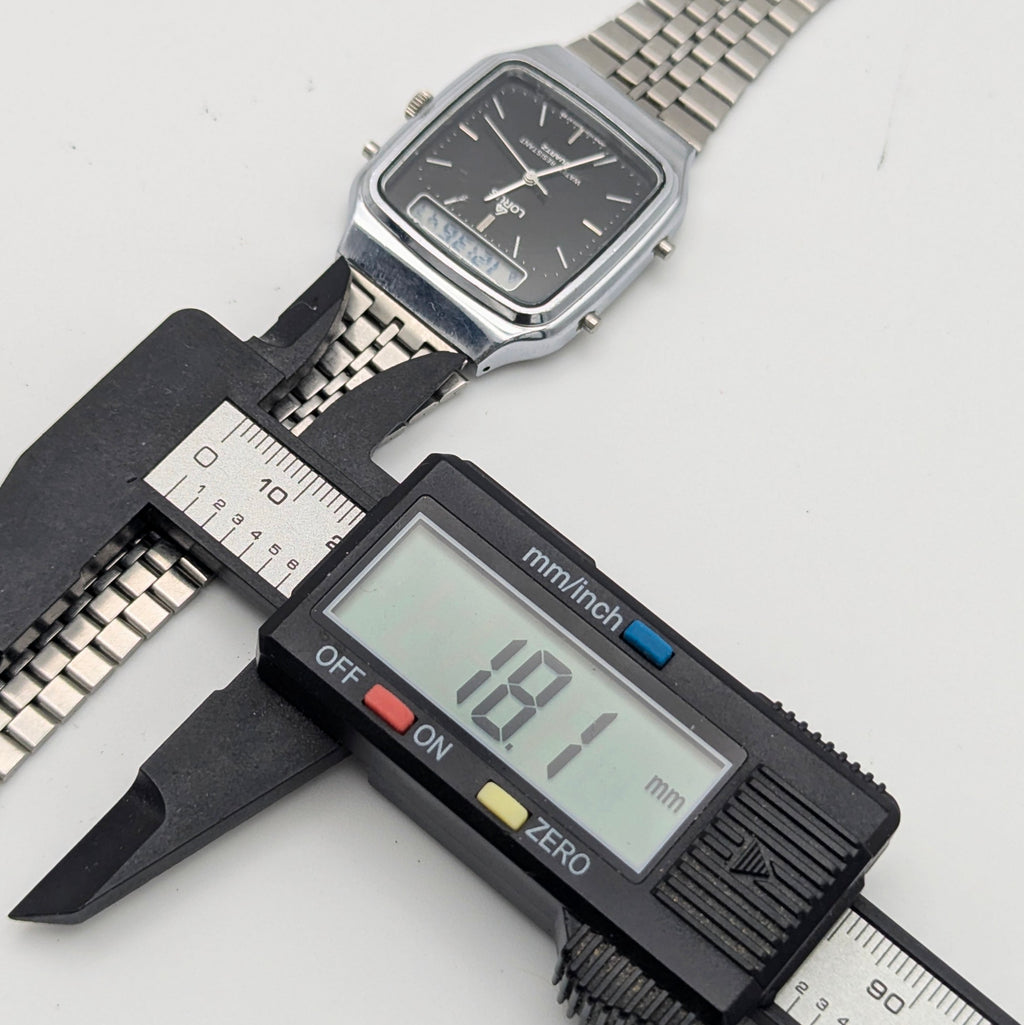 Lorus V031-5010 Ana-Digi Vintage Watch — Black Dial, Steel Bracelet, Sold Naked - Bezel & Hide