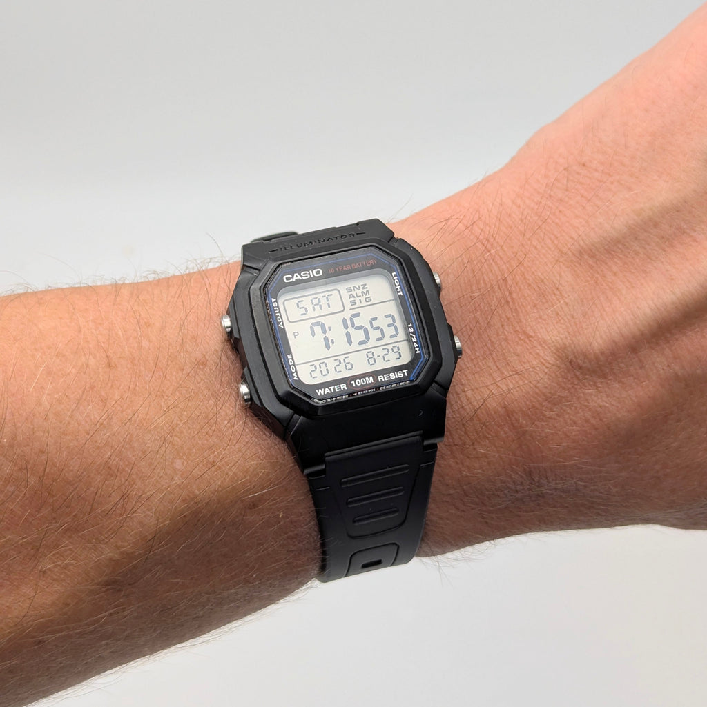 Casio W-800H Digital Watch — 100M Water Resistant, Sold Naked - Bezel & Hide