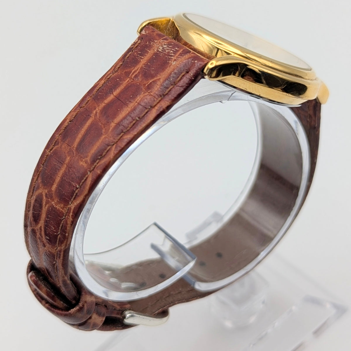 Pulsar Day-Date Dress Watch — Gold-Tone, White Dial, Sold Naked - Bezel & Hide
