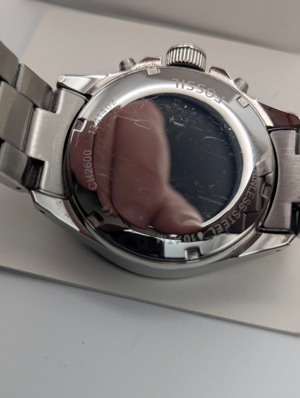Fossil CH2600 Chronograph — Black Dial, Stainless Steel Bracelet, Box & Spare Links - Bezel & Hide