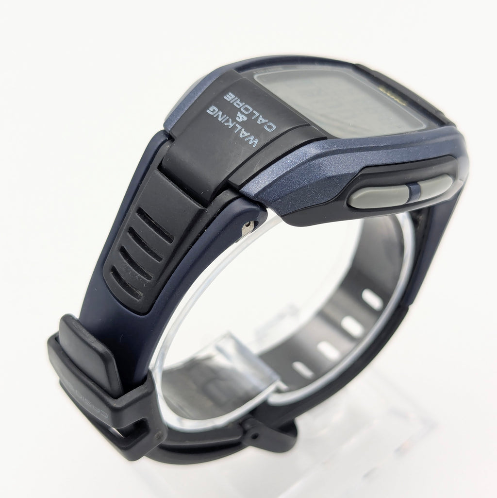 Casio Phys STP-100 Pedometer Watch — Navy/Black, Walking Calorie Counter, Sold Naked - Bezel & Hide