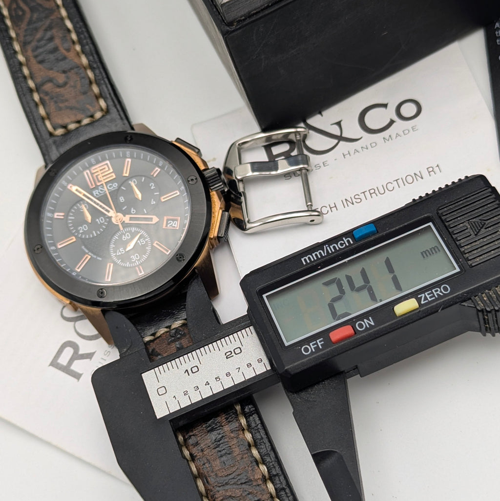 Rotary R&Co Suisse Chronograph — Bold Two-Tone Sports Chrono with Vintage Strap - Bezel & Hide