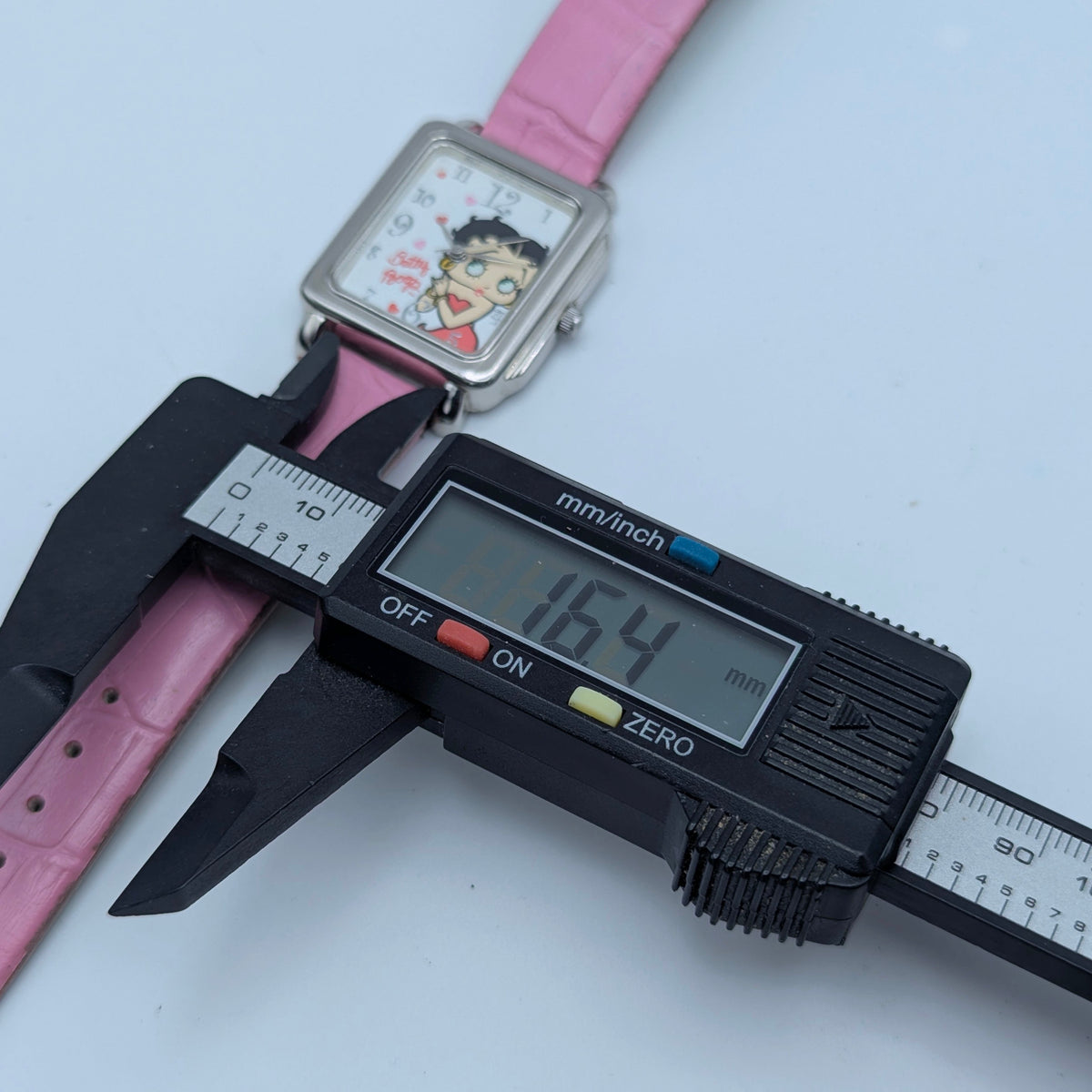 Betty Boop Quartz Watch — Pink Strap, Rectangle Case, Sold Naked - Bezel & Hide