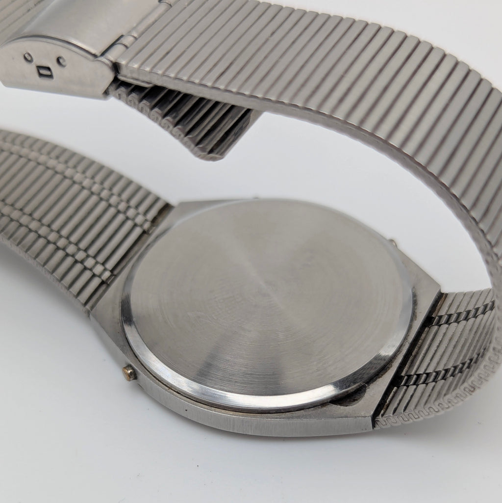 Trafalgar Chrono/Dual Time LCD Digital Watch — Vintage 1980s Silver-Tone on Integrated Bracelet, Sold Naked - Bezel & Hide
