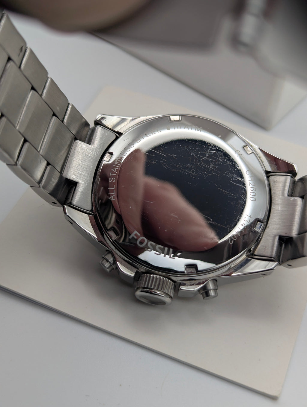 Fossil CH2600 Chronograph — Black Dial, Stainless Steel Bracelet, Box & Spare Links - Bezel & Hide