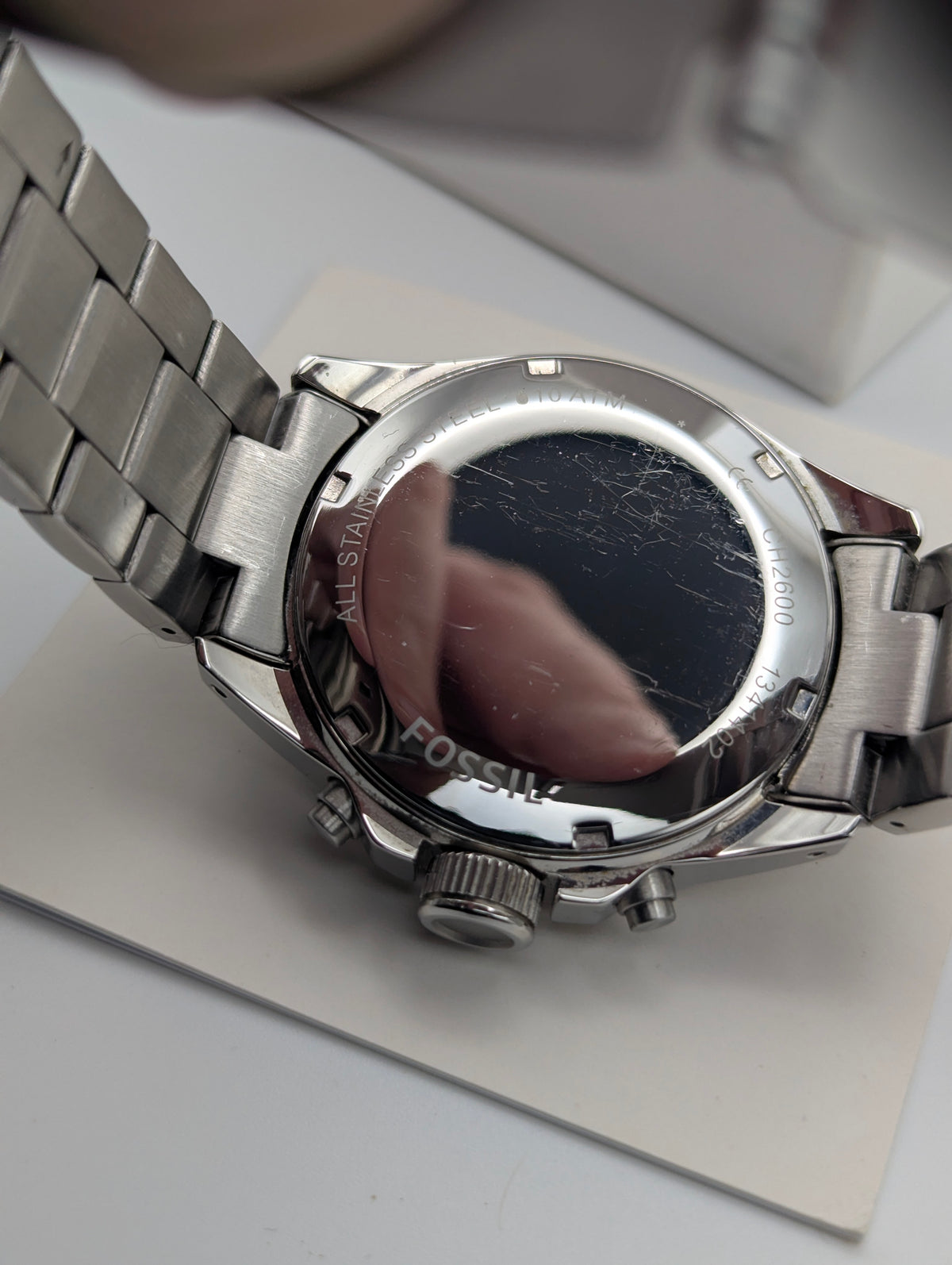 Fossil CH2600 Chronograph — Black Dial, Stainless Steel Bracelet, Box & Spare Links - Bezel & Hide