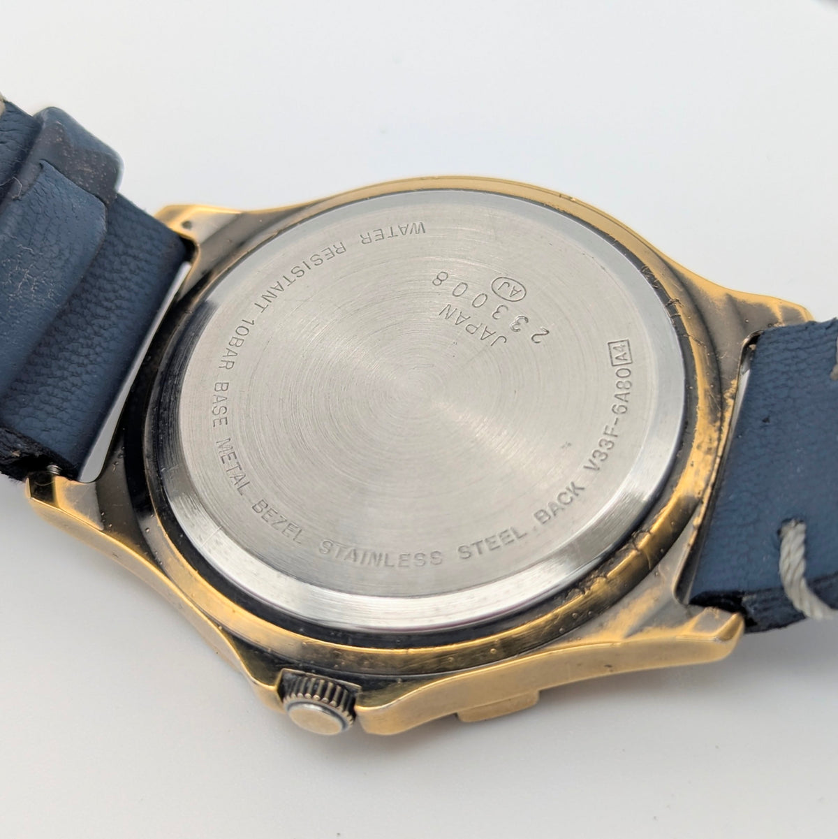 Alba Field Gear V33F-6A80 Triple Calendar Watch – Gold Tone, Dark Dial