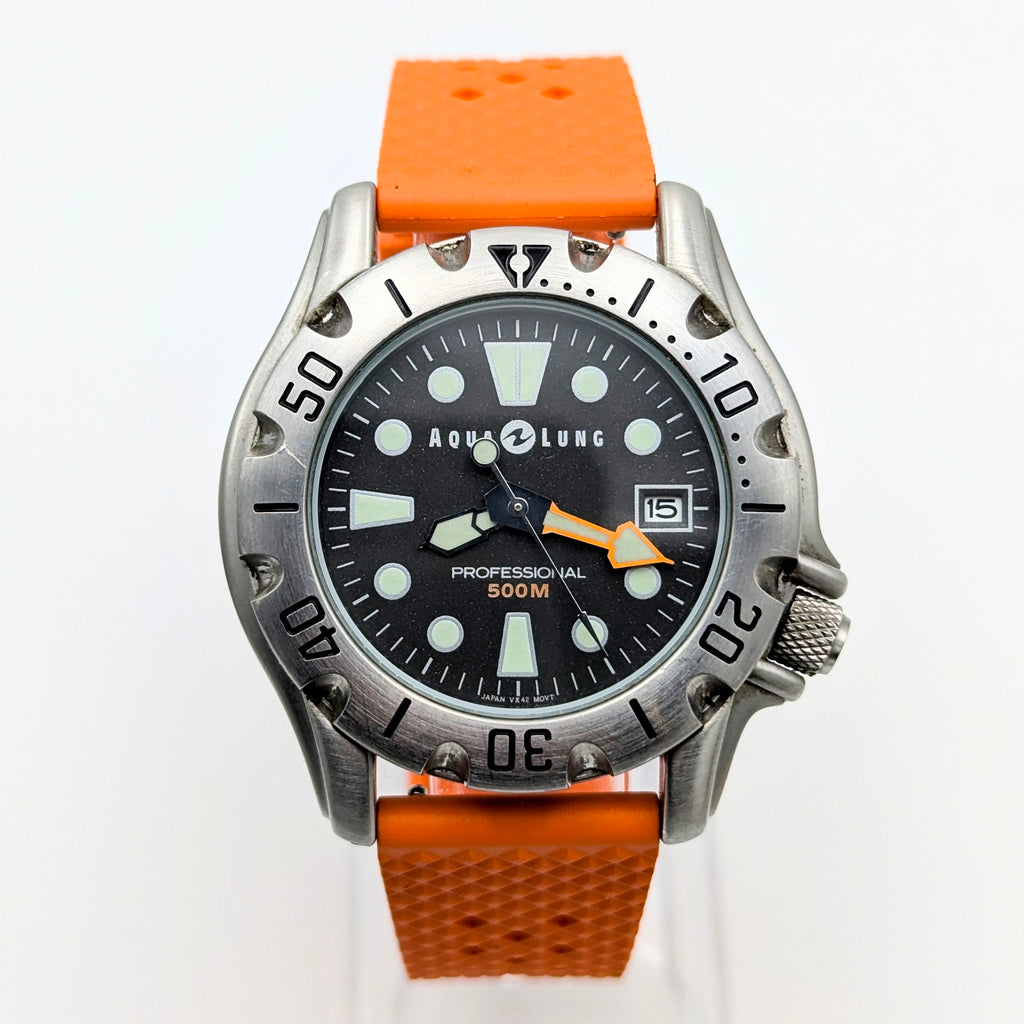 Aqua Lung Professional 500M Quartz Watch | Orange Dassari FKM Strap