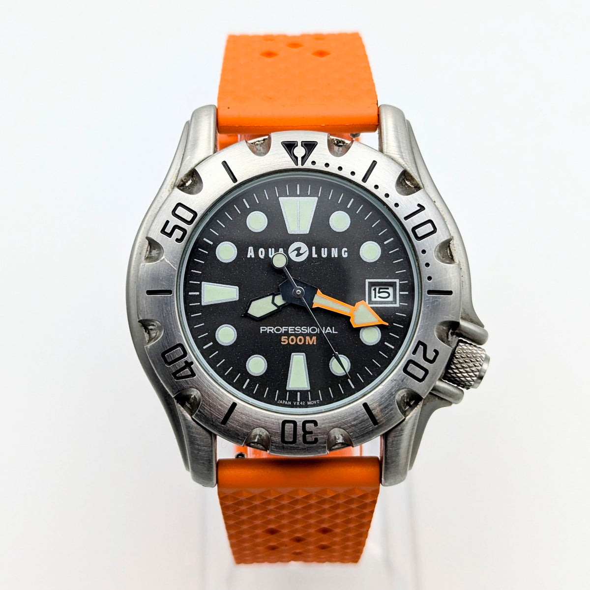 Aqua Lung Professional 500M Quartz Watch | Orange Dassari FKM Strap