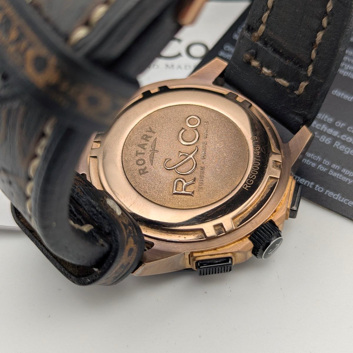Rotary R&Co Suisse Chronograph — Bold Two-Tone Sports Chrono with Vintage Strap - Bezel & Hide