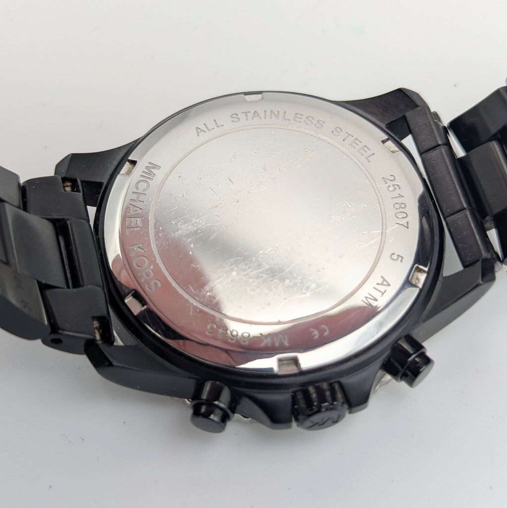 Michael Kors Lexington MK-8643 Chronograph — 45mm Black Ion-Plated, Japanese Quartz, Sold Naked - Bezel & Hide