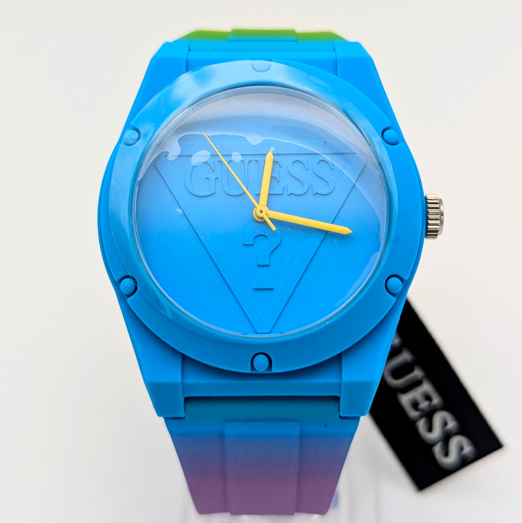 Guess Originals Retro Pop W0979L28 Unisex Watch — Blue & Lime Ombre, Quartz, Tags On - Bezel & Hide